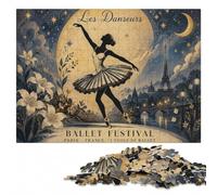 Puzzle Bois pour Adultes, Les Danseurs Ballet Festival Poster, 1000 pièces | Puzzle pour passionné - montage des bords jusqu'aux détails de l'image pendant une soirée calme.