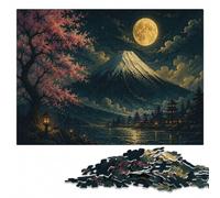 Puzzle Bois pour Adultes, Mountain, Moon, and Ocean Landscape, 1000 pièces | Défi commun pour les proches avec activité sans écran à la maison pendant le temps libre.