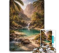 Puzzle Bois pour Adultes, Oasis Waterfall in a Tropical Canyon, 1000 pièces