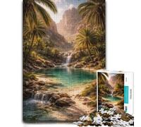 Puzzle Bois pour Adultes, Oasis Waterfall in a Tropical Canyon, 300 pièces