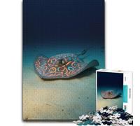 Puzzle Bois pour Adultes, Ornate Stingray on Sandy Ocean Floor, 500 pièces