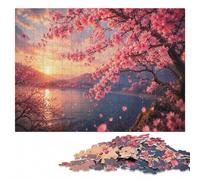 Puzzle Bois pour Adultes, Pink Cherry Blossoms in Golden Light, 1000 pièces | Le montage par zones du motif - une méthode de montage claire seul ou à plusieurs.