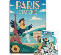 Puzzle Bois, Puzzle Illustré, Paris C'est Chic Travel Poster, 1000 pièces | Le montage en commençant par les bords: un loisir seul ou à plusieurs pendant le temps libre.
