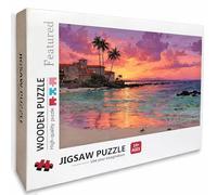 Puzzle Bois Vue sur La Mer, Coucher De Soleil Puzzle 5000 Pièces Adultes avec Boîte 156x105cm, Activités de Loisirs en Famille, Jeu éducatif Défi énigme de Qualité Supérieure, Cadeau Femme, P-3087