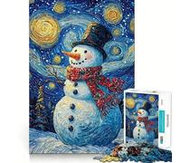 Puzzle Bonhomme de Neige sous Un Ciel étoilé, 1000 pièces, Jeu de logique pour Adolescents, idéal pour se détendre, découpe précise, Collection d'œuvres d'art (38x52cm)