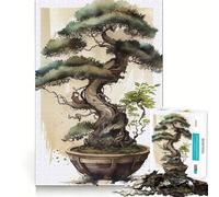 Puzzle bonsaï Aquarelle 1000 pièces,Jeu de Construction,Assemblage Parfait,activité gratifiante pour Les Jours de Pluie (38x26cm)