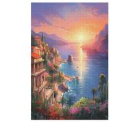 Puzzle Bord de mer Cottage Puzzles pour AdultesPuzzles en Bois De 1000 Pièces Adultes Cadeaux Jeu Stimulant 78×53cm
