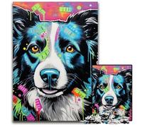 Puzzle Border Collie 1000 pièces en Bois pour Adultes et Adolescents, idéal pour Un Anniversaire ou des fêtes 50x75cm / 19,68x29,52 Pouces