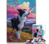 Puzzle Border Collie 1000 pièces pour Adultes et Adolescents, Jeu Amusant Chaque pièce est Unique Jeu Familial Stimulant (75x50cm)