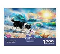 Puzzle Border Collie 1000 Pièces pour Adultes Et Enfants, Jeu De Famille, Casse-tête Beach Coquillages Colorés, Décoration Intérieure, Cadeau Adulte 70x50cm/1000pcs