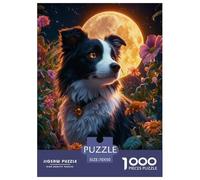 Puzzle Border Collie 1000 Pièces pour Enfants Et Adultes, Jeu Ludique Et Instructif, Puzzles Floraison Pleine Lune, DéCoration, Cadeau Enfant 70x50cm/1000pcs