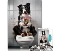 Puzzle Border Collie aux Toilettes 1000 pièces pour Adultes, Jeu éducatif, Jouet, décoration d'intérieur Unique, Cadeaux 38x26cm