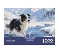 Puzzle Border Collie Composé De 1000 Pièces pour Adultes,Winter Montagne enneigées Un Jeu De Dexérité Très Difficile Puzzle Jeu Éducatif Et Stimulant l'art De La Décoration Moderne 70x50cm/1000pcs