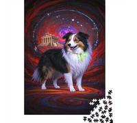 Puzzle Border Collie De 1000 Pièces pour Adultes,Dreamy Ciel étoilé Un Jeu De Dexérité Très Difficile Puzzle en Bois Jeu ÉduChatif avec des Défis l'art De La Décoration Moderne 1000pcs (75x50cm)