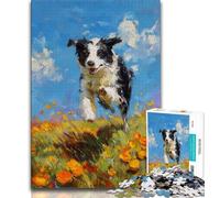 Puzzle Border Collie en Cours d'exécution pour Adultes et Adolescents Aidez Le Cerveau à exercer des Jouets addictifs pour cultiver la Patience Une œuvre d'art (50x75cm)