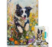 Puzzle Border Collie en Cours d'exécution pour Adultes et Adolescents Aidez Le Cerveau à exercer des Jouets addictifs pour cultiver la Patience Une œuvre d'art (38x26cm)