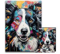 Puzzle Border Collie pour Adultes, 1 000 pièces en Carton, Jeu de réflexion pour Adolescents, pour Les fêtes, 26x38cm / 10,23x14,96 Pouces