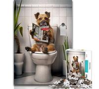 Puzzle Border Terrier aux Toilettes 1000 pièces pour Adolescents, Jeux éducatifs et décoration d'intérieur, à Offrir en Cadeau à Toute la Famille (50x75cm)