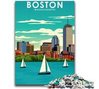 Puzzle Boston Massachusetts 1000 pièces pour Adultes et Adolescents, Jouets éducatifs, Jeux Anti-Stress, Cadeaux du Père Noël Secret pour Les Enfants de 14 Ans et Plus (1000 pièces, 50x75cm)