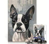 Puzzle Boston Terrier à Peindre pour Adolescents, 1000 pièces, pour stimuler l'esprit, détente Facile, Bords réguliers, Cadeau attentionné (38x26cm)