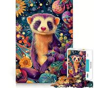 Puzzle botanique de 1000 pièces représentant Un Furet aux Couleurs vibrantes,Jeu de mémoire pour Adultes,Assemblage précis sans espaces,activité apaisante pour Une Pause mentale (50x75cm)