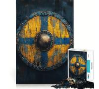 Puzzle Bouclier Viking 1000 Pièces Jeu Cognitif Amusant Découpe de Haute Précision Cadeau Unique Anti-Stress (38x26cm)