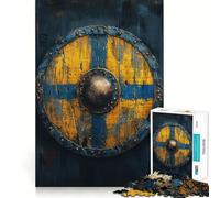 Puzzle Bouclier Viking 1000 Pièces Jeu de mémoire Amusant Bords Lisses,Assemblage Parfait Une façon divertissante d'occuper Les Heures vides (50x75cm)