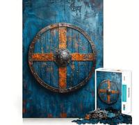 Puzzle Bouclier Viking 1000 Pièces pour Adolescents Jeu de Stimulation Mentale Assemblage Solide et Sécurisé Activité Familiale Amusante en Soirée (38x52cm)