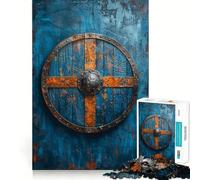 Puzzle Bouclier Viking pour Adolescents 1000 Pièces Jeu Stimulant l'esprit Assemblage Solide et Sécurisé Activité de Partage en Famille (50x75cm)