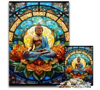 Puzzle Bouddha coloré 1000 pièces en Bois, décoration à Faire soi-même, défi cérébral, pour Adultes, Famille, Cadeau de Vacances 50x75cm / 19,68x29,52 Pouces