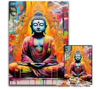 Puzzle Bouddha coloré 1000 pièces en Bois, décoration à Faire soi-même, défi cérébral, pour Adultes, Famille, Cadeau de Vacances 50x75cm / 19,68x29,52 Pouces