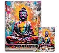 Puzzle Bouddha coloré 1000 pièces pour Adultes, Puzzle en Carton, Jeu décoratif Stimulant pour Le Cerveau, Jouet interactif Familial 26x38cm / 10,23x14,96 Pouces