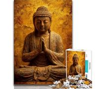 Puzzle Bouddha doré pour Adolescents, 1 000 pièces, Anti-Stress, défi Difficile, renforce l'amour Entre Couples, 38x26cm