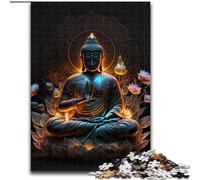 Puzzle Bouddha en Bois, 1000 pièces pour Adultes, pour Noël, Halloween, Pâques et Le Nouvel an(50x75cm)