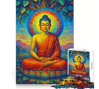 Puzzle Bouddha en méditation sur Fleur de Lotus pour Adultes,1000 pièces,pour Une Concentration Accrue,Un Plaisir Lumineux,découpe Nette, (38x26cm)