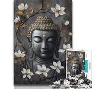 Puzzle Bouddha Noir et Blanc 1000 pièces pour Adultes et Adolescents, Jeu éducatif et Stimulant, idéal comme Cadeau pour Toute la Famille (38x26cm)