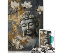Puzzle Bouddha Noir et Blanc pour Adolescents, 1 000 pièces, Jeux éducatifs, décoration d'intérieur, à Offrir en Cadeau à Toute la Famille (38x26cm)