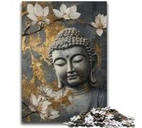 Puzzle Bouddha Noir et Blanc pour Adultes 1000 pièces, Anti-Stress, Vacances à la Maison, Passe-Temps, améliore l'amour Entre Couples 26x38cm