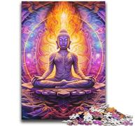 Puzzle Bouddha psychédélique pour Adultes et Adolescents, Puzzle pour Tuer Le Temps en Vacances avec pièces de Formes aléatoires entièrement emboîtables (70x100cm)