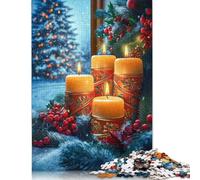 Puzzle Bougies de Noël et conifères, Puzzle en Carton 100% recyclé, pour Enfants et Adultes, Cadeau de Noël, 1 000 pièces (75 x 50 cm)