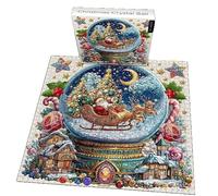 Puzzle boule de cristal de Noël de 1000 pièces, puzzle stimulant de Noël pour adultes et débutants, village de neige du Père Noël, jeux d'activités familiales pour décoration de la maison, cadeaux