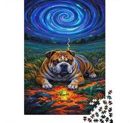 Puzzle Bouledogue 1000 Pieces pour Adultes,Ciel étoilé Fantastique Un Jeu De Dexérité Très Difficile Puzzle en Bois Jeu ÉduChatif Et Stimulant l'art De La Décoration Moderne 1000pcs (75x50cm)