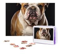 Puzzle bouledogue anglais de 500 pièces avec sac de rangement pour photos - Puzzle photo stimulant pour décoration d'intérieur familiale (38,1 x 25,9 cm)