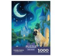 Puzzle Bouledogue français 1000 Pièces en Carton pour Adultes Enfants Jeu De Détente Familial Puzzles Bouledogue Château Fantastique Cadeau Anniversaire Home Decor 70x50cm/1000pcs