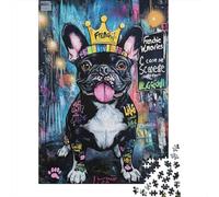 Puzzle Bouledogue français avec 1000 Pièces pour Adultes,Style d'art de Rue Un Jeu De Dexérité Très Difficile Puzzle en Bois Jeu ÉduChatif avec des Défis Un Jeu Cadeau Original 1000pcs (75x50cm)