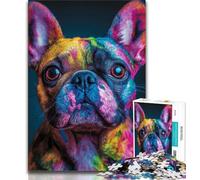 Puzzle Bouledogue français pour Adolescents 1000 pièces Jouets éducatifs Jeux Anti-Stress décoration d'intérieur Unique et Cadeaux (38x26cm)