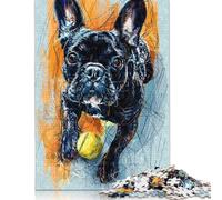 Puzzle Bouledogue français pour Adultes, 1 000 pièces, en Bois, Jeu éducatif, défi, 1 000 pièces (75 x 50 cm)