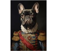 Puzzle bouledogue français Prince royal 300/500/1000 pièces - Portrait royal d'animal de compagnie cadeau pour propriétaire de bouledogue français (1000 pièces (50 x 75 cm)