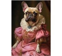 Puzzle bouledogue français princesse royale 300/500/1000 pièces - Portrait royal d'animal de compagnie cadeau pour propriétaire de bouledogue français (1000 pièces (50 x 75 cm)