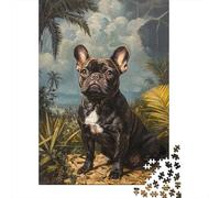 Puzzle Bouledogue Français, Puzzle rectangulaire en Carton 100% recyclé, de qualité supérieure, pour garçon ou Fille, Cadeau de Noël, 1 000 pièces (75 x 50 cm)